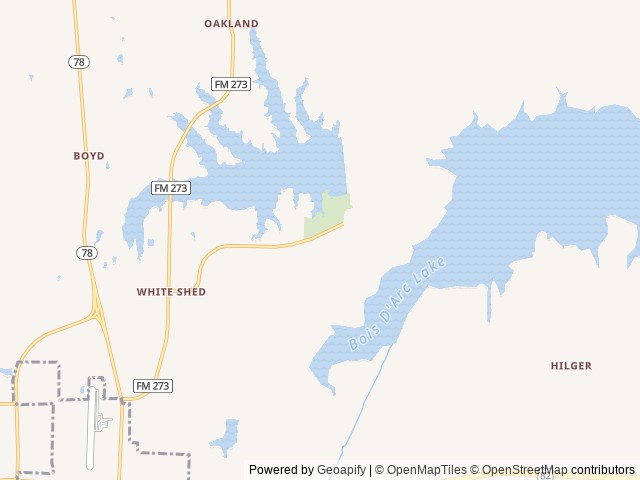 Map of Lake Bonham Recreation Area location at Bonham, TX, United States