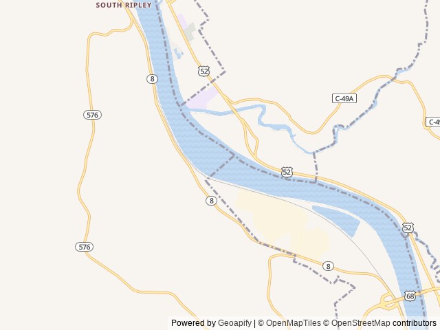 Map of Lawrence Creek Campground location at Maysville, KY, United States