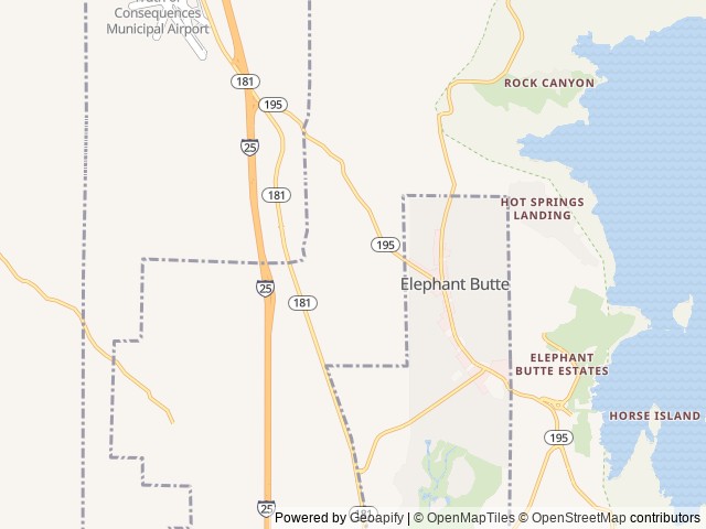Map of Cedar Cove RV location at Elephant Butte, NM, United States