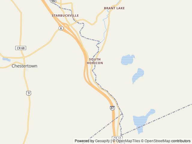 Map of Rancho Pines Campground location at Chestertown, NY, United States