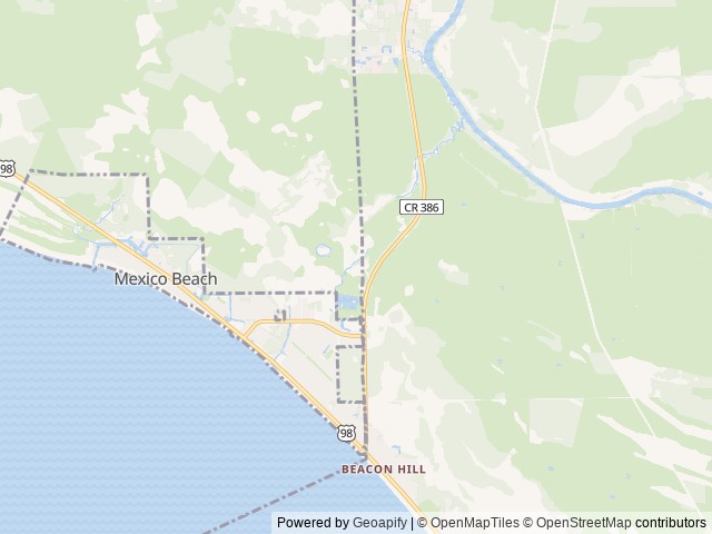 Map of Mexico Beach RV Resort location at Mexico Beach, FL, United States