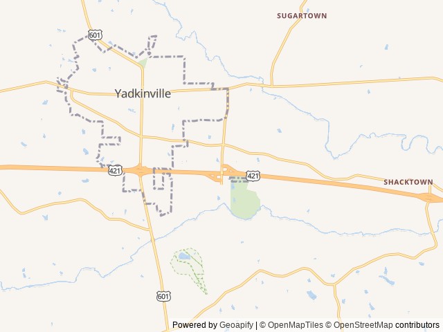 Map of Yadkin Valley RV Resort location at Yadkinville, NC, United States