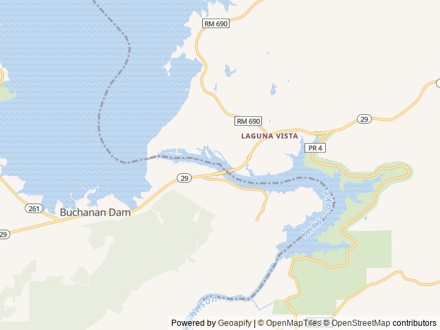 Map of Rockaway RV Park location at Burnet, TX, United States