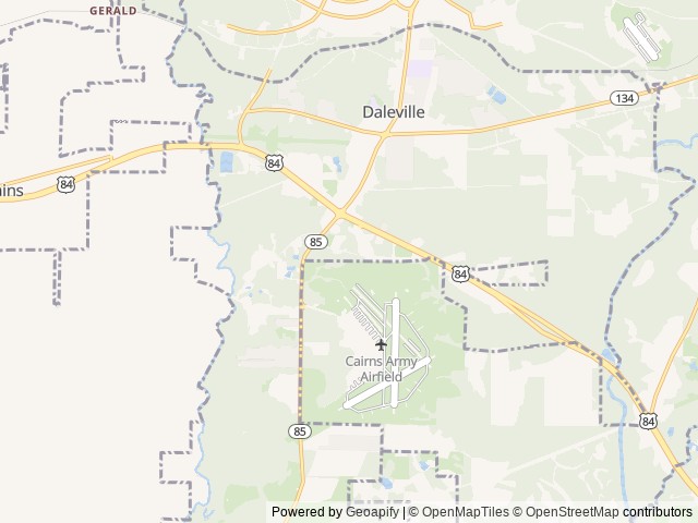 Map of Camp Rucker RV Park location at Daleville, AL, United States