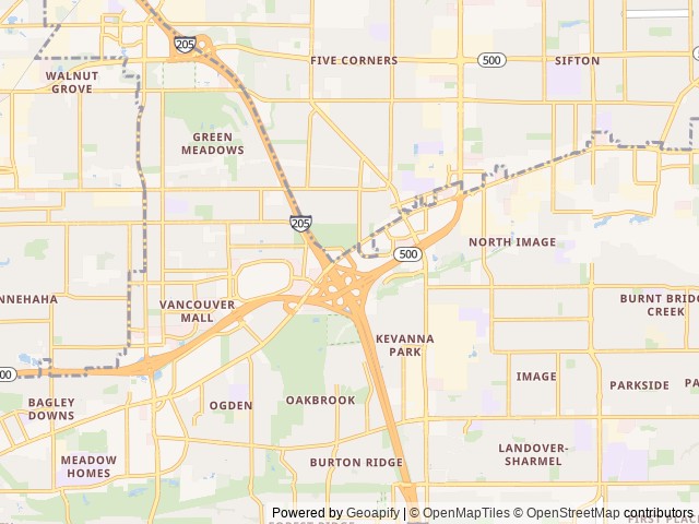 Map of Vancouver Mall RV Park location at Vancouver, WA, United States