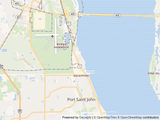 Map of Manatee Hammock Park location at Titusville, FL, United States