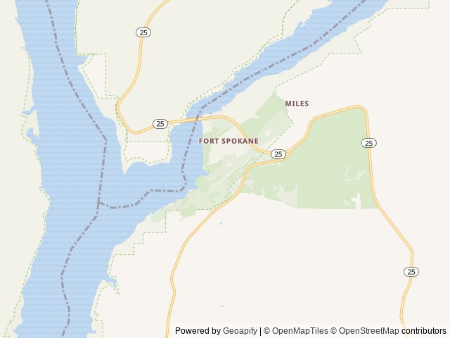 Map of Fort Spokane location at Davenport, WA, United States