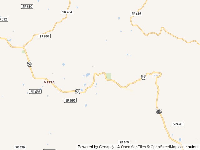 Map of The Oaks RV Resort location at Meadows of Dan, VA, United States