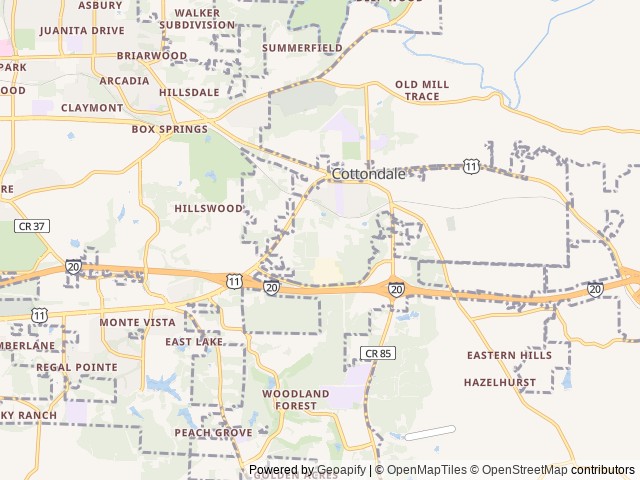 Map of Bama RV Station location at Cottondale, AL, United States