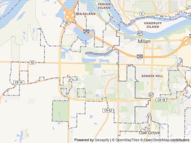 Map of Camelot Campground Quad Cities location at Rock Island, IL, United States