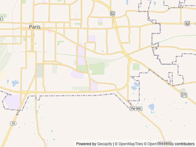 Map of Love Civic Center location at Paris, TX, United States