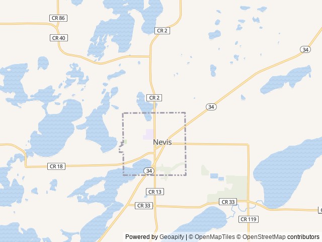 Map of Daisy Lake RV Campground location at Nevis, MN, United States