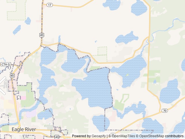 Map of Peaceful Pines Resort location at Eagle River, WI, United States