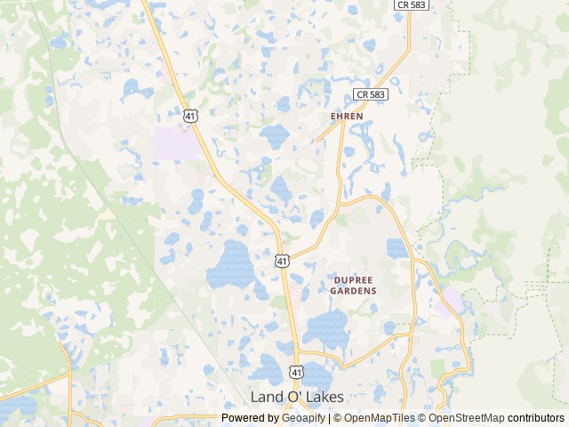 Map of Lake Bambi RV Park location at Land O Lakes, FL, United States