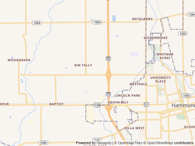 Map of Tangipahoa Tourism location at Hammond, LA, United States