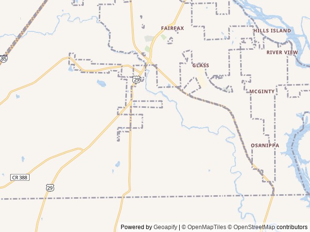 Map for Hooks’ Hideaway near Valley, AL