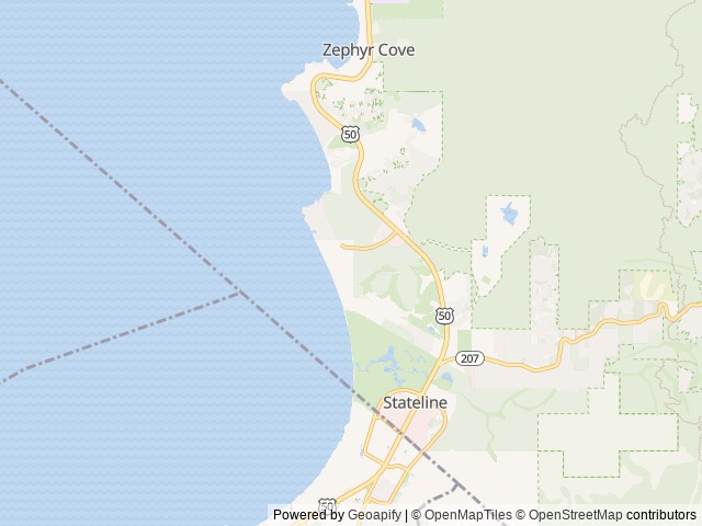 Map of Nevada Beach Campground location at South Lake Tahoe, CA, United States