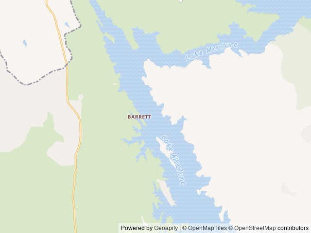 Map of Barrett Cove Campground and Recreation Area location at La Grange, CA, United States