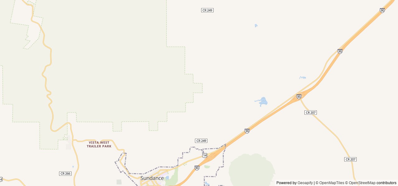 Map of Sundance location at Hill City, SD, United States