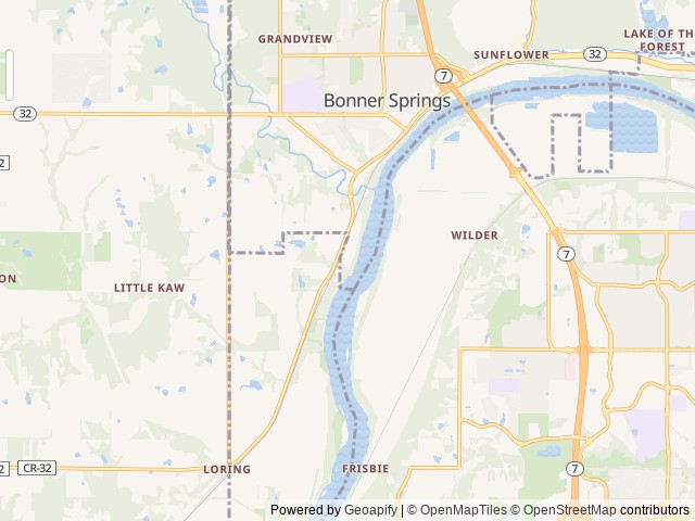 Map for "Venom" Fleetwood Southwind 35K(sleeps 5) near Bonner Springs, MO