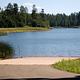 Lake with boat ramp