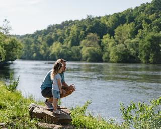 Father and Daughter at French Broad River in Asheville, NC