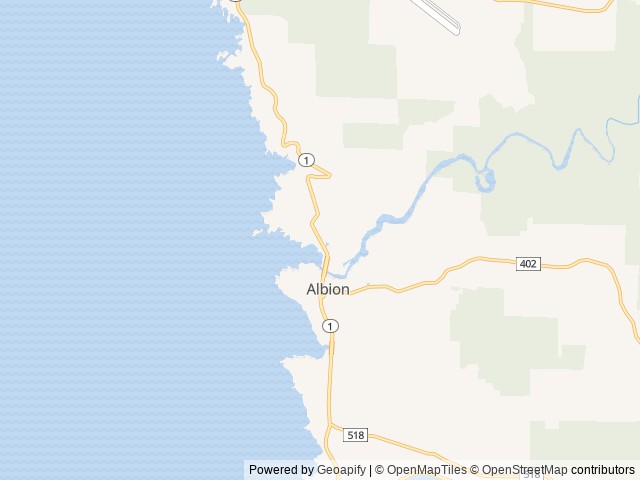 Map of Albion River Campground location at Albion, CA, United States