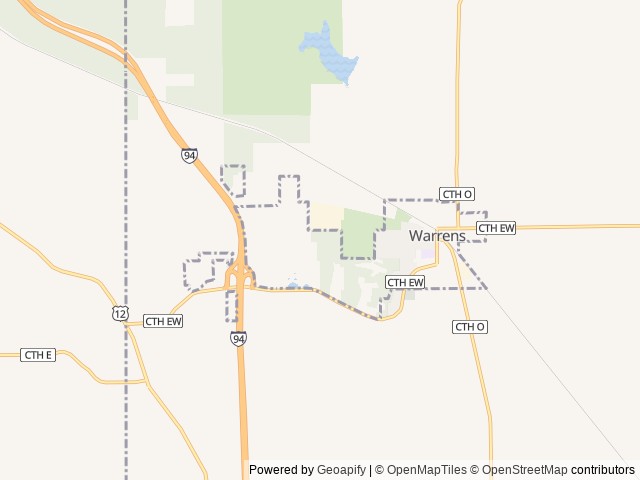 Map of Warrens Lodging location at Warrens, WI, United States