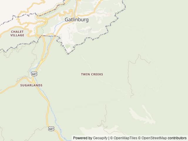 Map of Twin Creeks Picnic Pavilion location at Gatlinburg, TN, United States