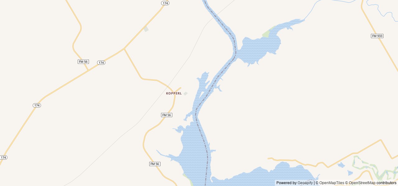 Map of Plowman Creek location at Kopperl, TX, United States