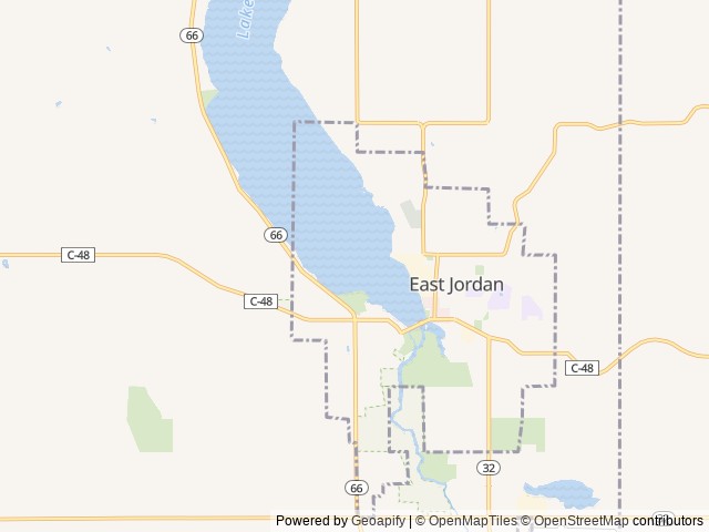 Map of City of East Jordan Tourist Park location at East Jordan, MI, United States