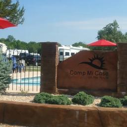 View of the pool at Camp Mi Casa, the original Route 66 RV park in Carthage, MO.