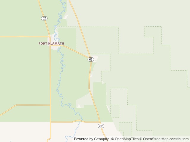 Map of Crater Lake Resort location at Chiloquin, OR, United States