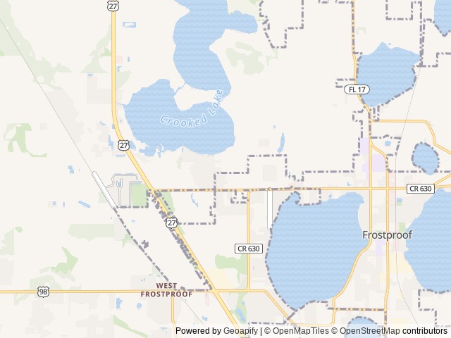 Map of Whidden Mobile Home & RV Park location at Frostproof, FL, United States
