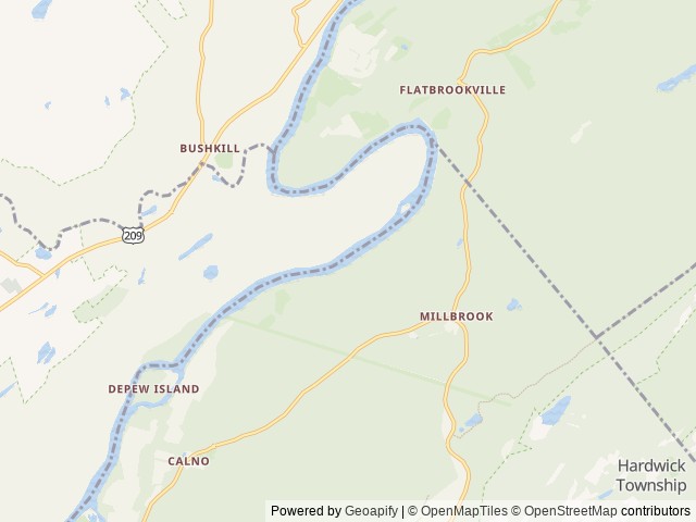 Map of Alosa Campsites location at Bushkill, PA, United States