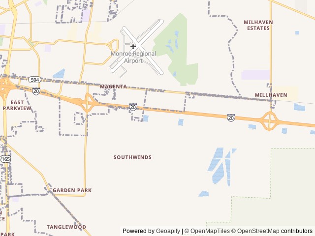 Map of Ouachita RV Park location at Monroe, LA, United States