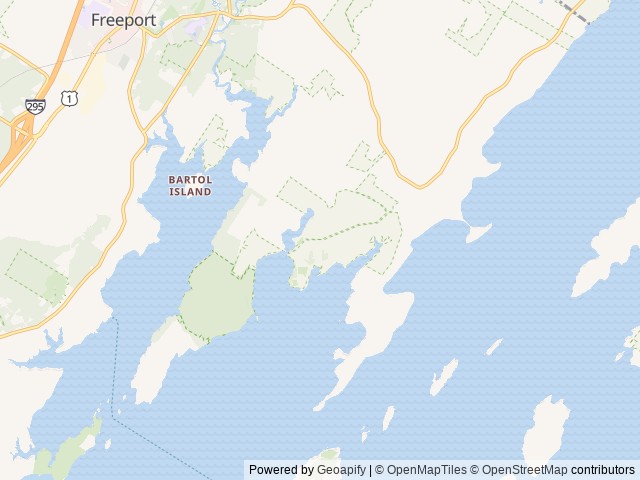 Map of Wolfe’s Neck Oceanfront Camping location at Freeport, ME, United States