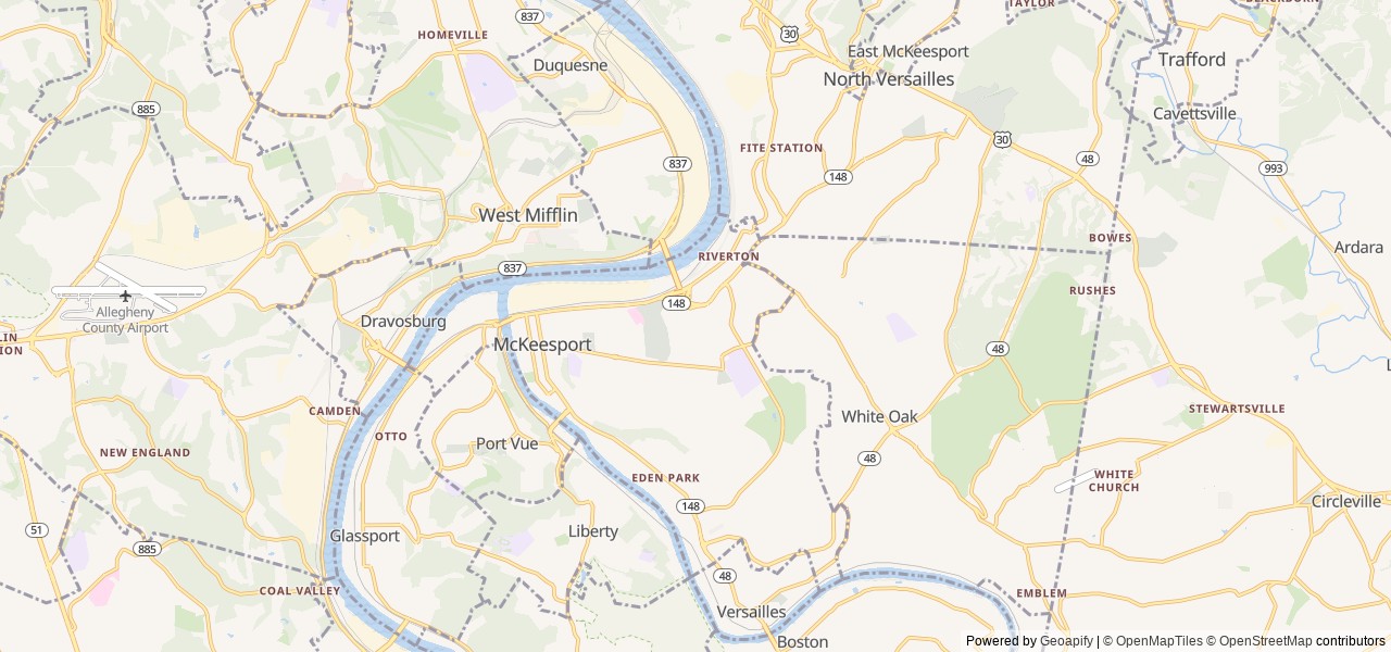 Map for Luxury Family-Friendly Motorhome.  Adventure Ready near McKeesport, PA