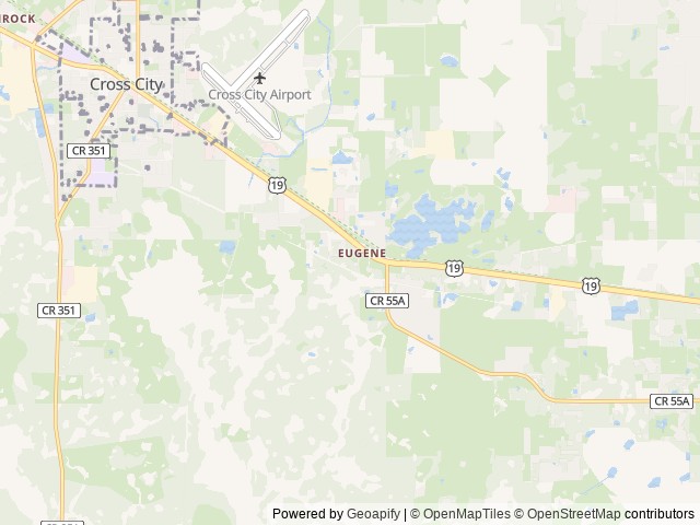 Map of Shady Banks RV Resort location at Cross City, FL, United States