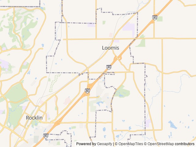 Map of Loomis RV Park location at Loomis, CA, United States