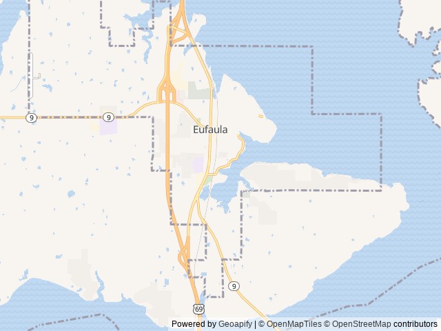 Map of Yogi Bear's Jellystone Park™ Camp-Resort: Eufaula location at Eufaula, OK, United States