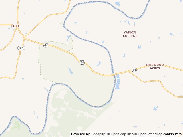 Map of Thousand Trails Forest Lake location at Advance, NC, United States
