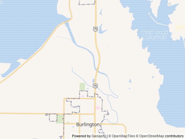 Map of The Dam Campsites location at Burlington, KS, United States