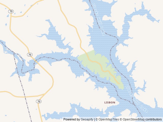 Map of Bobby Brown Park location at Elberton, GA, United States