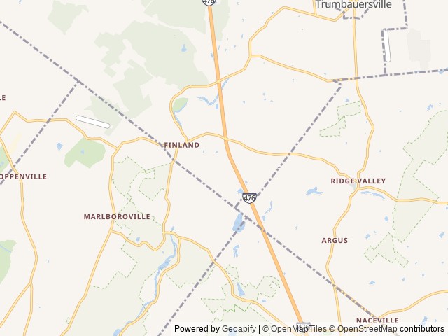 Map of Boulder Woods Campground location at Green Lane, PA, United States