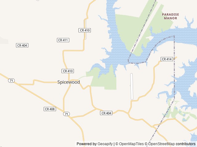 Map of Grelle Recreation Area location at Spicewood, TX, United States