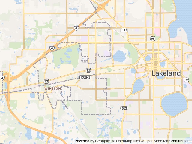 Map of Woodall's Mobile Home Village & RV Park location at Lakeland, FL, United States
