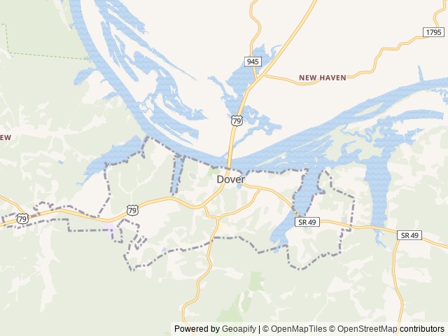 Map of Dover location at Grand Rivers, TN, United States