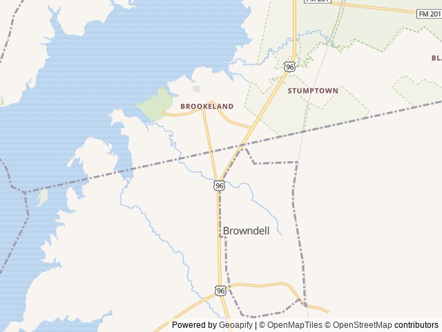 Map of Brookeland / Lake Sam Rayburn KOA Holiday location at Brookeland, TX, United States