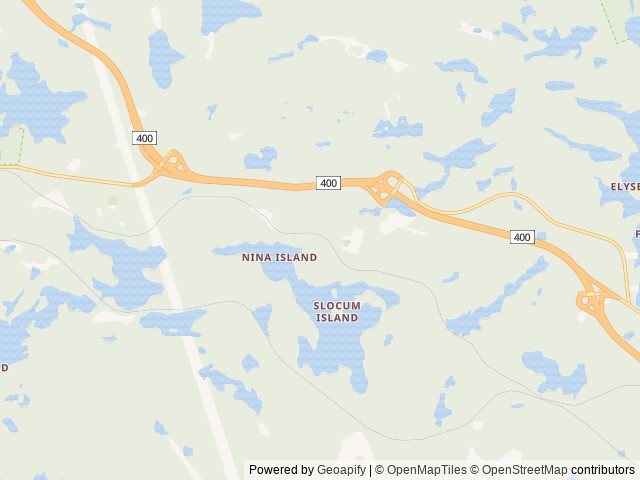 Map of Parry Sound KOA Holiday location at Seguin, ON, Canada